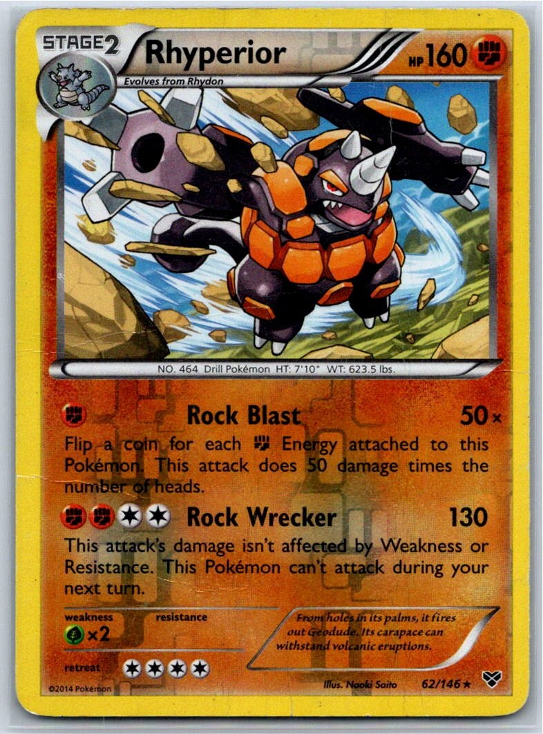 Rhyperior XY Base Set 62/146 HP/DMG Pokemon Card Reverse Holo