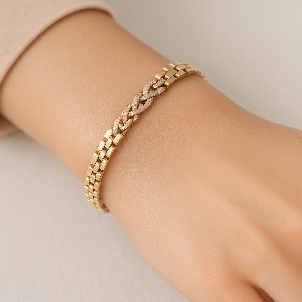 14K Italy Tri-Color Gold Bracelet-Vintage Cellini Jewellery Box-elegant