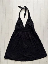 Ralph Lauren Eyelet Halter Top Black Empire Waist Y2K Cotton Medium