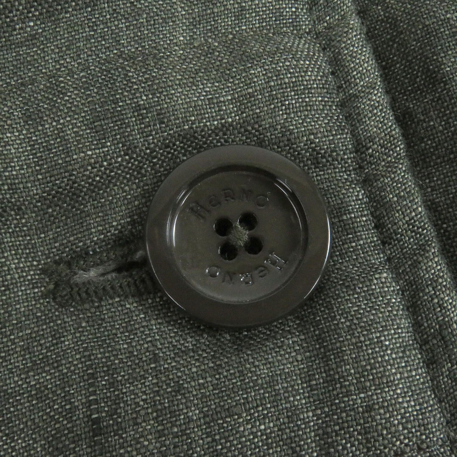 Herno Linen Logo Button Puffer Down Jacket Khaki … - image 5