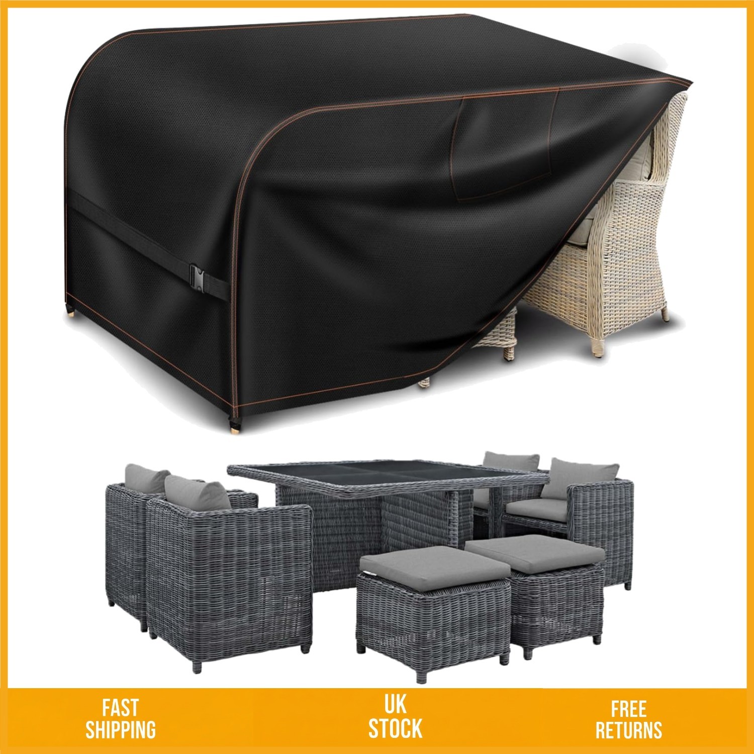 Durable Waterproof 420D Rattan Cube Garden Furniture Cover 125x125x74cm 1pc