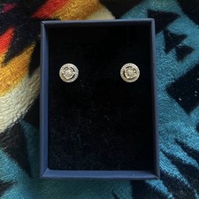  Silver Round Halo Simulated Diamond Stud Earrings, Butterfly