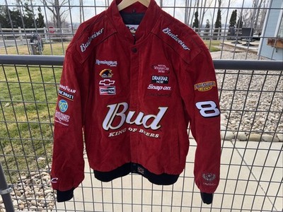 Dale Earnhardt Jr. Red Suede Leather Jacket VTG Bud JH Chase