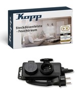 Feuchtraum-Steckdosenleiste Kopp 2-Fach Schwarz IP44 - Mehrfachsteckdose