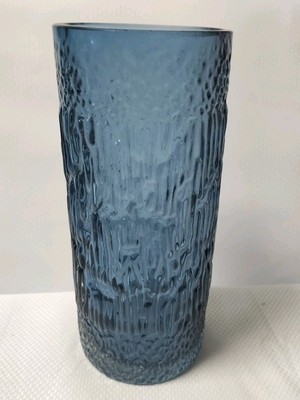 Wedgwood Strukturglas Vase blau 21 cm Ronald Stennett-Willson England Vintage 