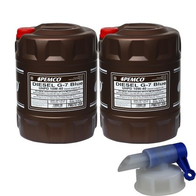2x 20 Liter PEMCO DIESEL G-7 UHPD 10W-40 Blue API CJ-4 Motoröl synthetisch Öl