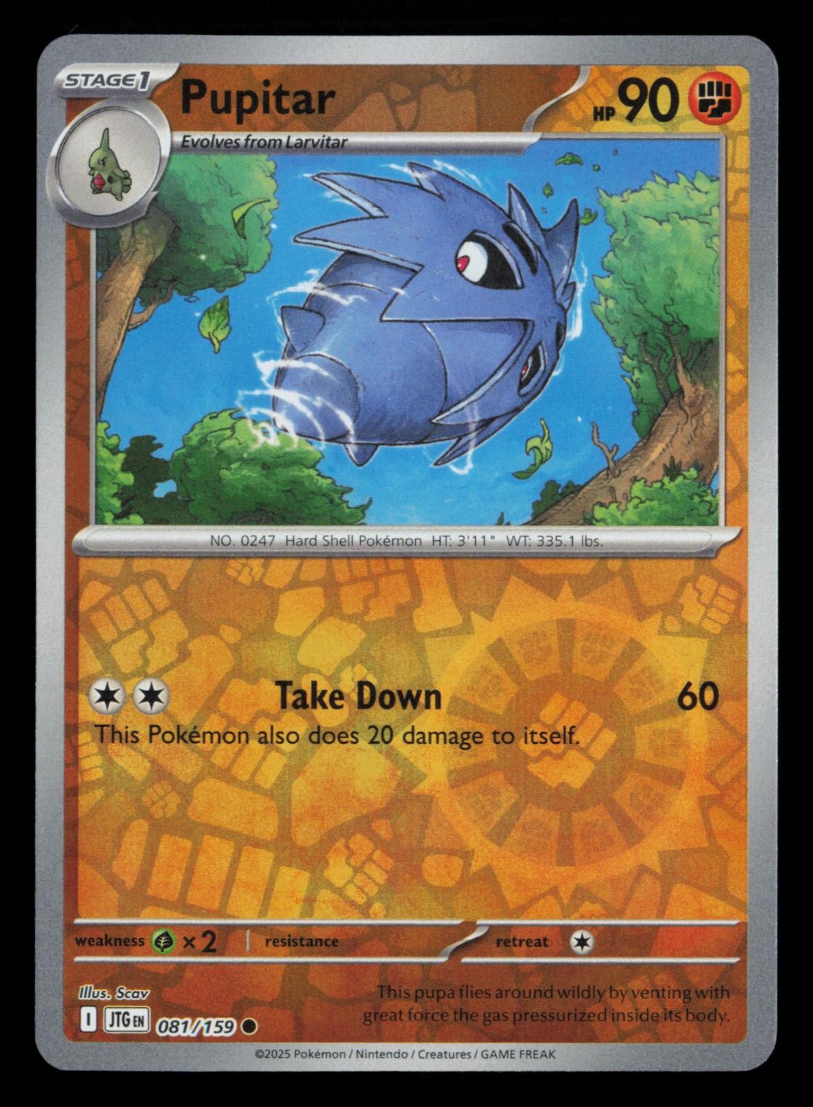 Pupitar 081/159 Common Journey Together Pokemon Reverse Holo Near Mint