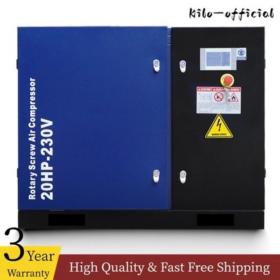 20HP Rotary Screw Air Compressor 3-Phase 74 CFM 125 PSI 230 V Industrial-Grade