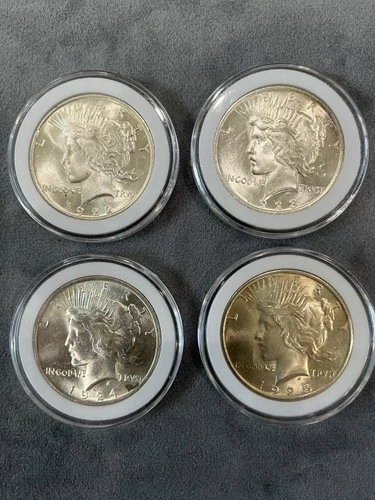 1922-23-24-25 P Peace Dollar (Lot Of 4)Set Of Brilliant White Uncirculated Coins