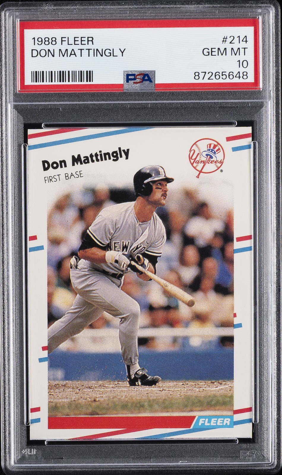 1988 FLEER #214 DON MATTINGLY PSA 10