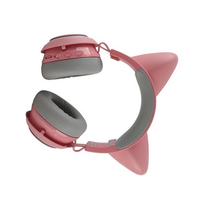 Pink Cat Ear Gaming Headset RGB Light BT Wireless Headphones With Retractable 12