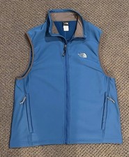 The North Face Men  s XL Softshell Vest Blue Gray Fleece Lined Full Zip TNF