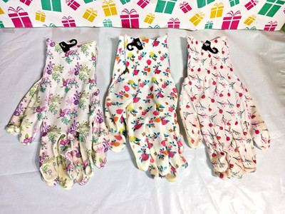 Rubber Coated Garden Gloves. 3 pair with floral patterns. For gardening + more