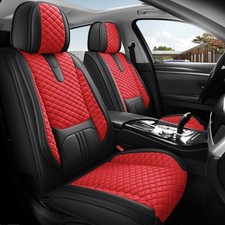 Nappa Leather 5-seat Car Seat Cover W Lumbar Support Full Protect Cushion Cover