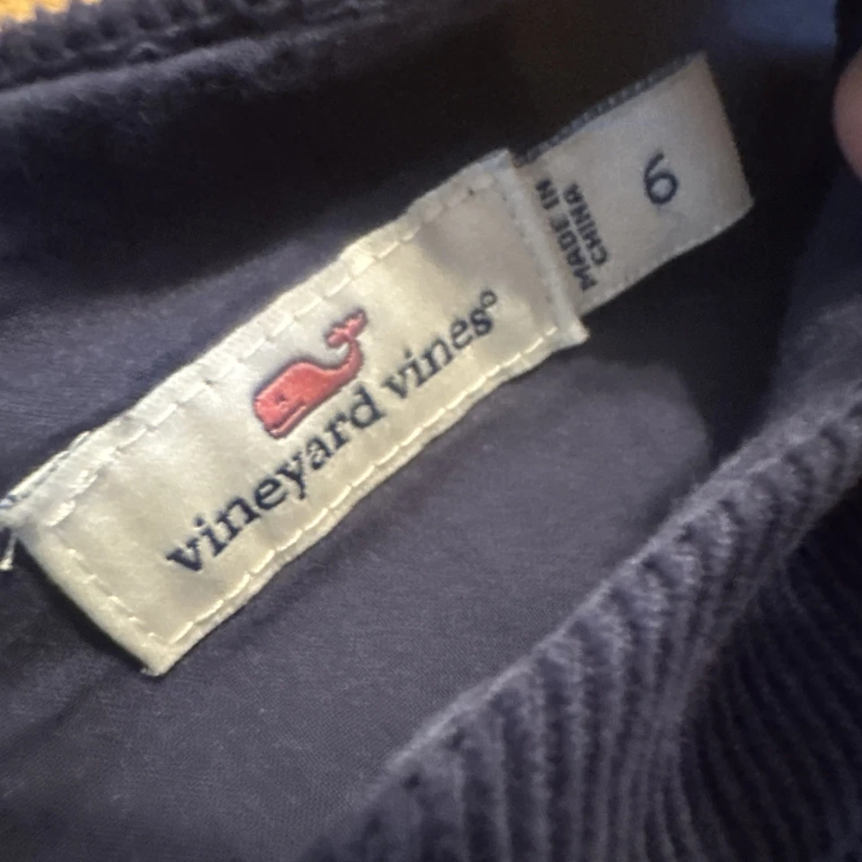 Vineyard Vines Niñas 6 Azul Oscuro Bordado Ballenas Sin Mangas Cordón Jersey Foto 3 de 4