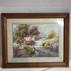 Lee K. Parkinson~Country Home/Road Scene~Wood Framed/Matted 16"x13"~SIGNED