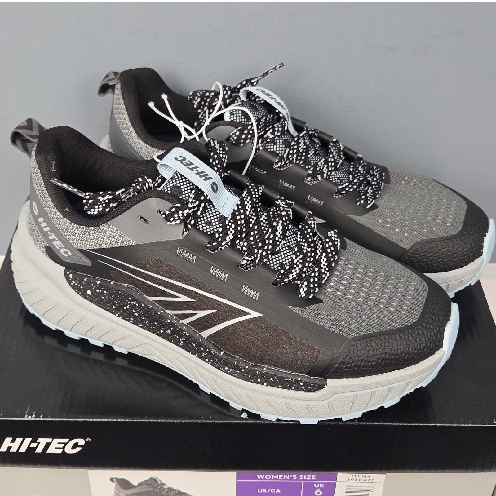 HI-TEC Trail Running Shoes Women 8 Black Speckle Sneakers Lightweight Hiking NWB