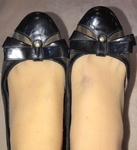 Authentic Fendi Brown Zucca Canvas Round-toe with Bow wedge size 37 - Picture 4 of 9