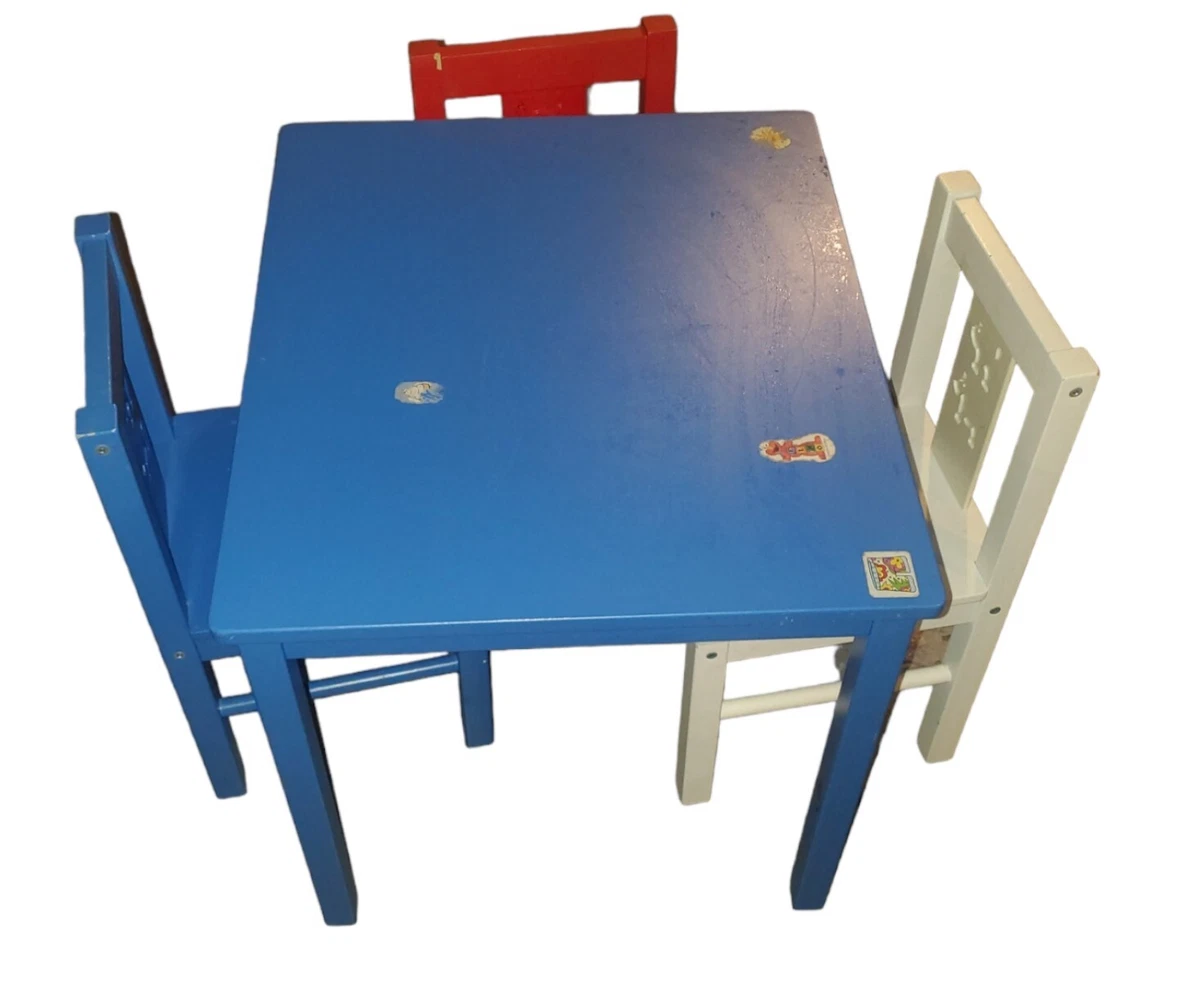 ikea kids multicolored table and chairs 3 blue white and red