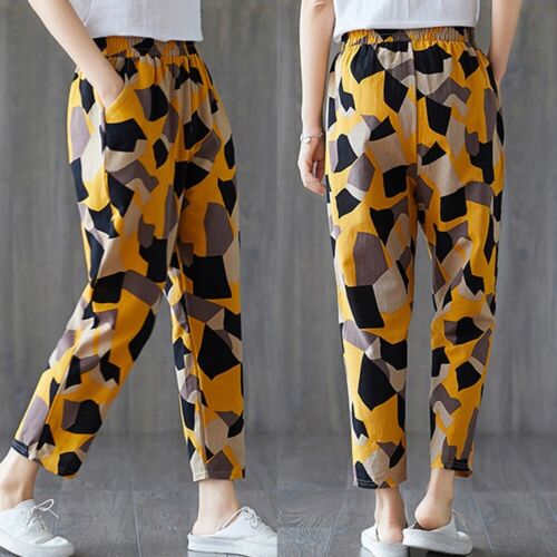 xinst Women Thin Pocket Loose Elastic Waist Geo Print Capri Pants -NIB - Sz 3XL - Picture 2 of 2