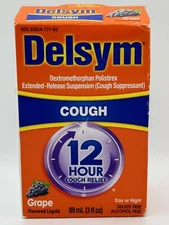 Delsym 12 Hour Grape Flavor 3oz Cough Relief Ex 10/2026 Box Damage