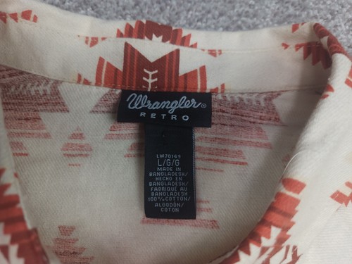 Wrangler Retro Western Hemd Damen Large Orange Aztec Southwestern Pearl Snap - Bild 6 von 17