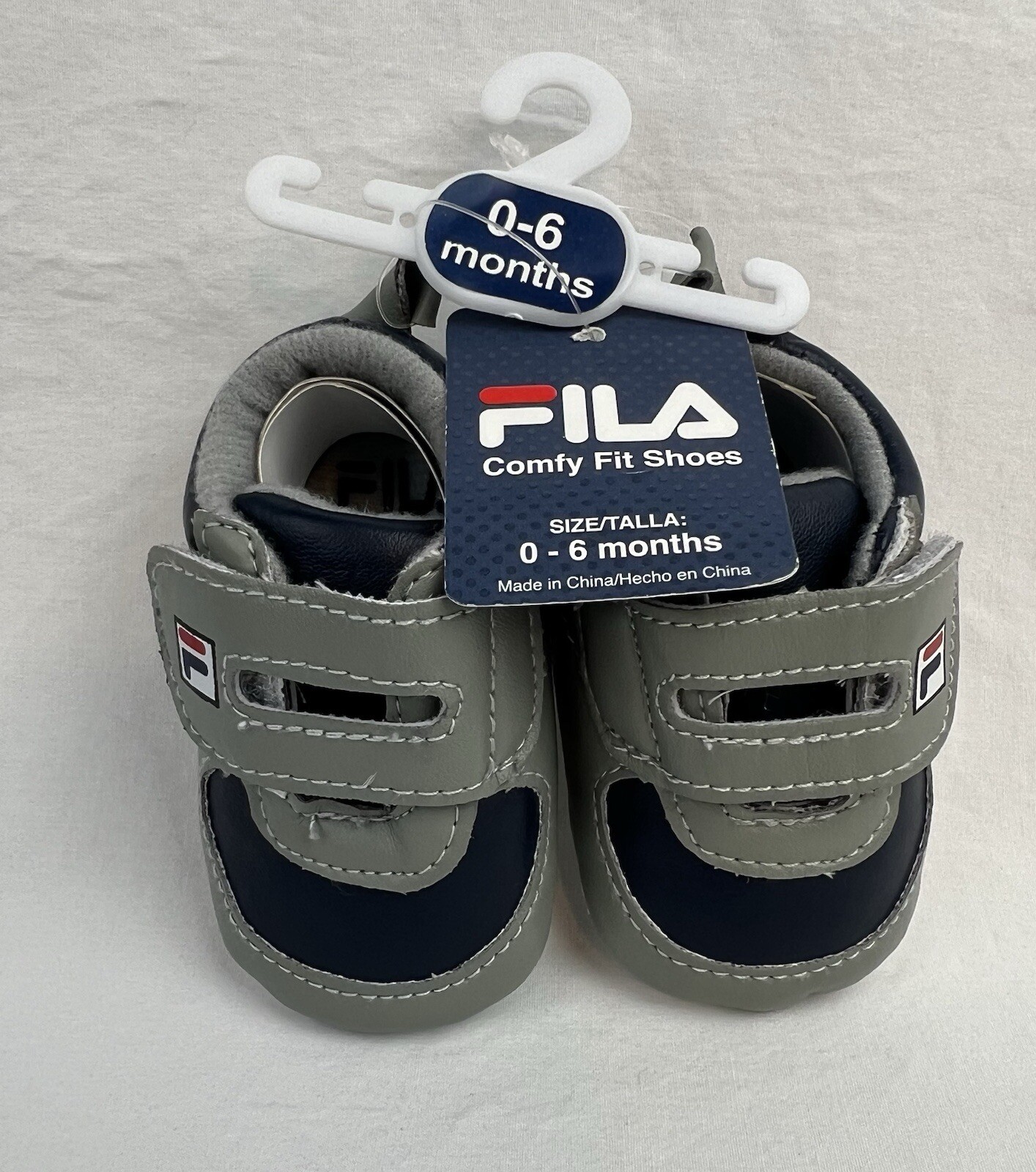 PONY SCARPE CULLA FILA PRE WALKER NUOVE CON ETICHETTE NEONATO BAMBINO BAMBINO 0 6 MESI GRIGIO BLU