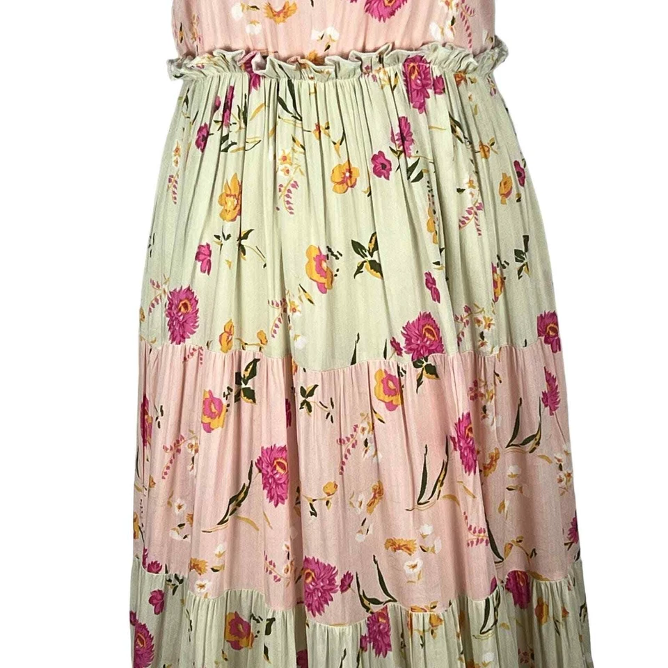 VESTIDO MAXI SIN MANGAS RAGA FLORES EN CAPAS ROSA MULTI NUEVO CON ETIQUETAS PARA MUJER TALLA MEDIANA Foto 3 de 4