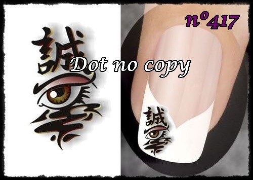 LOTE DE 10 PEGATATTOOS UÑAS CON IMAGEN OJO, CHINO. TATTOS. PEGATINAS. REF.417