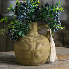 Farmhouse Ceramic Vase for Home Decor, Rustic Decorative Vases for Flowers, Terr