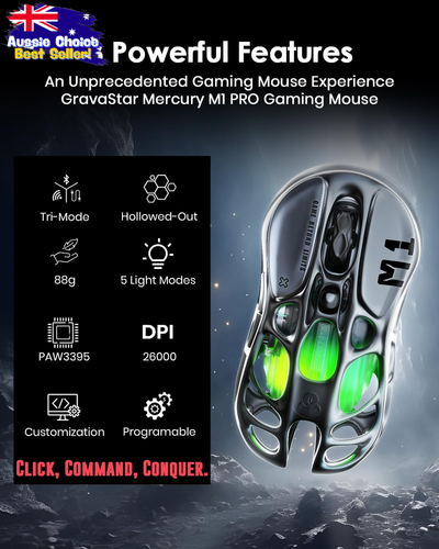 Mercury M1 Pro Wireless Gaming Mouse 26000 DPI 5 RGB Buttons 3.1oz White MMO - Picture 2 of 12