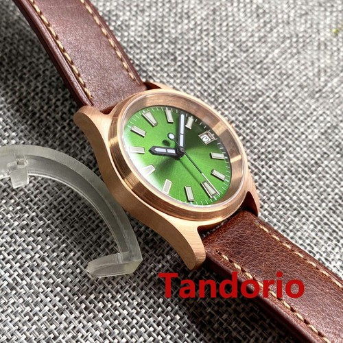 20ATM 36mm CuSn8 Bronze NH35A Auto Men Watch Sapphire Glass Green Sunburst Dial - Picture 8 of 9