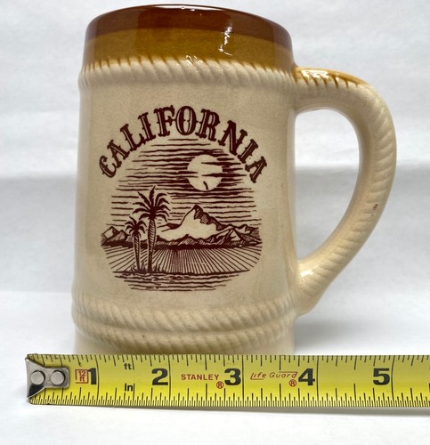 Vintage California Sunset Pottery Tall Brown Beige California Mug 5" Tall - Picture 5 of 13