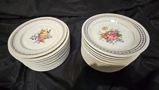 Lourioux French China Plates and Bowls Floral Pattern