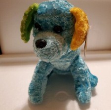 Fuzzy Blue Dog with Multi-Colored Ears Plush