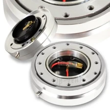 Universal 6 Hole Steering Wheel Silver 1" Thin Quick Release Short Adapter Kit