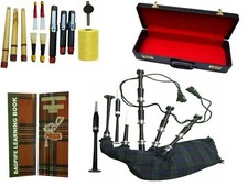 Scottish Black Watch Bagpipe Black Finish Silver Mounts Practice Chanter mit Etui