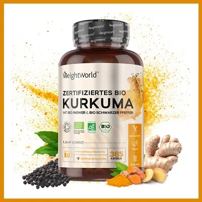 WEIGHTWORLD Kurkuma 365 Stoffwechsel Kapseln - Immunsystem - Curcuma Pulver - vegan Turmeric