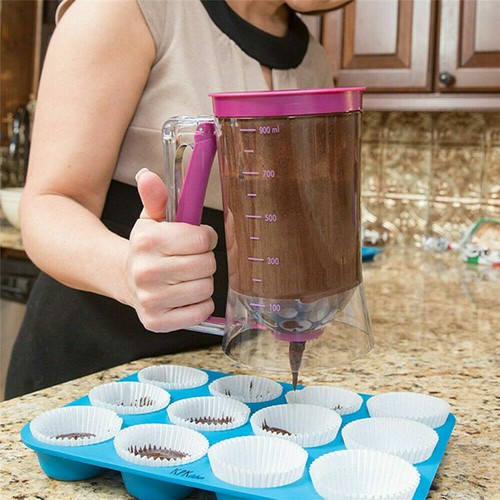 900ml Batter Dispenser DIY Muffin Cupcake Pancake Kitchen Measuring Baking Tools - Picture 7 of 10