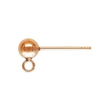 2 Pairs 14K Rose Gold Filled Ball Stud Earring Posts with Open Ring 1/20 14K