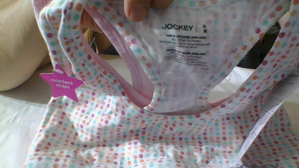 Jockey 2-Pack девочек средний (7/8) Bralettes новый с Ярлыками спортивная спина хлопок/спандекс розовый/точка - Изображение 4 из 4