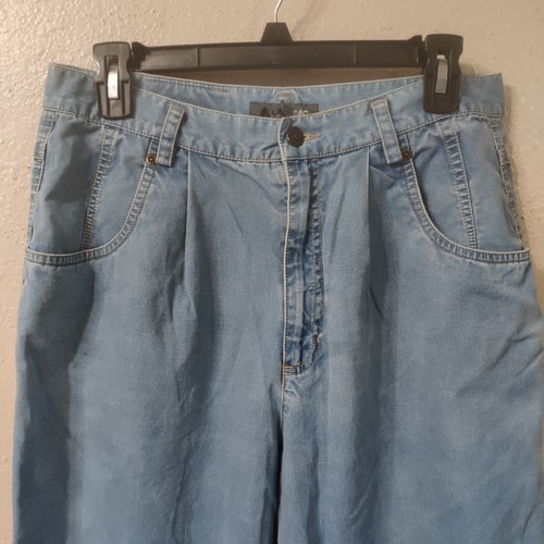 Pantalone plissettato vintage anni 90 Liz Wear vita alta taglia 14 32x30 cotone chambray J624 - Foto 4 di 11