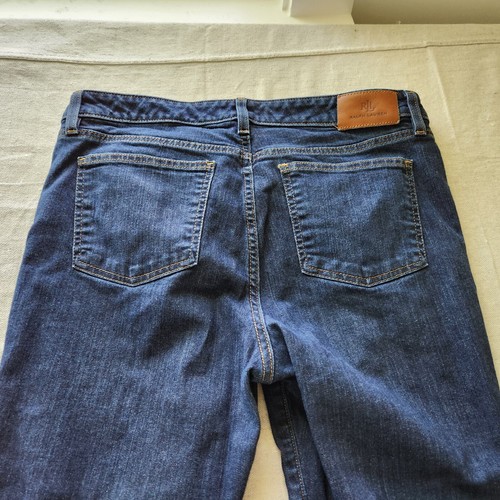 Lauren Ralph Lauren Jeans Womens 14 Dark Blue Denim Stretch Straight 34x29* - Picture 14 of 15