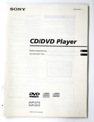 Original SONY DVP-S715 /-S315 CD/DVD-Player Owner's Manual / Bedienungsanleitung