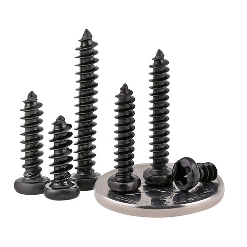Tornillos autorroscantes de cabeza redonda/pan Phillips de zinc negro M1 M1.2-M3 acero al carbono - Imagen 5 de 6