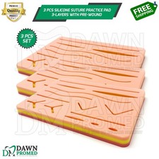 3 Pcs Medical Skin Suture Practice Silicone Pad Wound Simulated For Training Kit