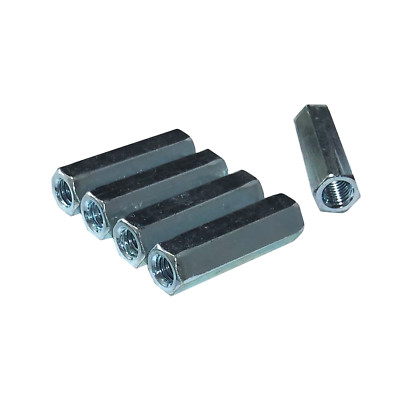 5 pc.,  5/16-18 X 1 3/4'' Long UNC Hex Coupling Nut, Zinc Plated, Coarse Thread
