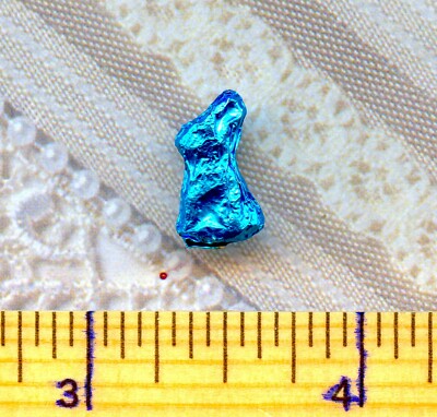 DOLLHOUSE Miniatures size Sue's Foil Covered Easter Bunny Turquoise