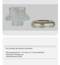 All Heat Resistant Glass Replacement Percolator Top  Coffee Pot 1.5" - 2.5" 
