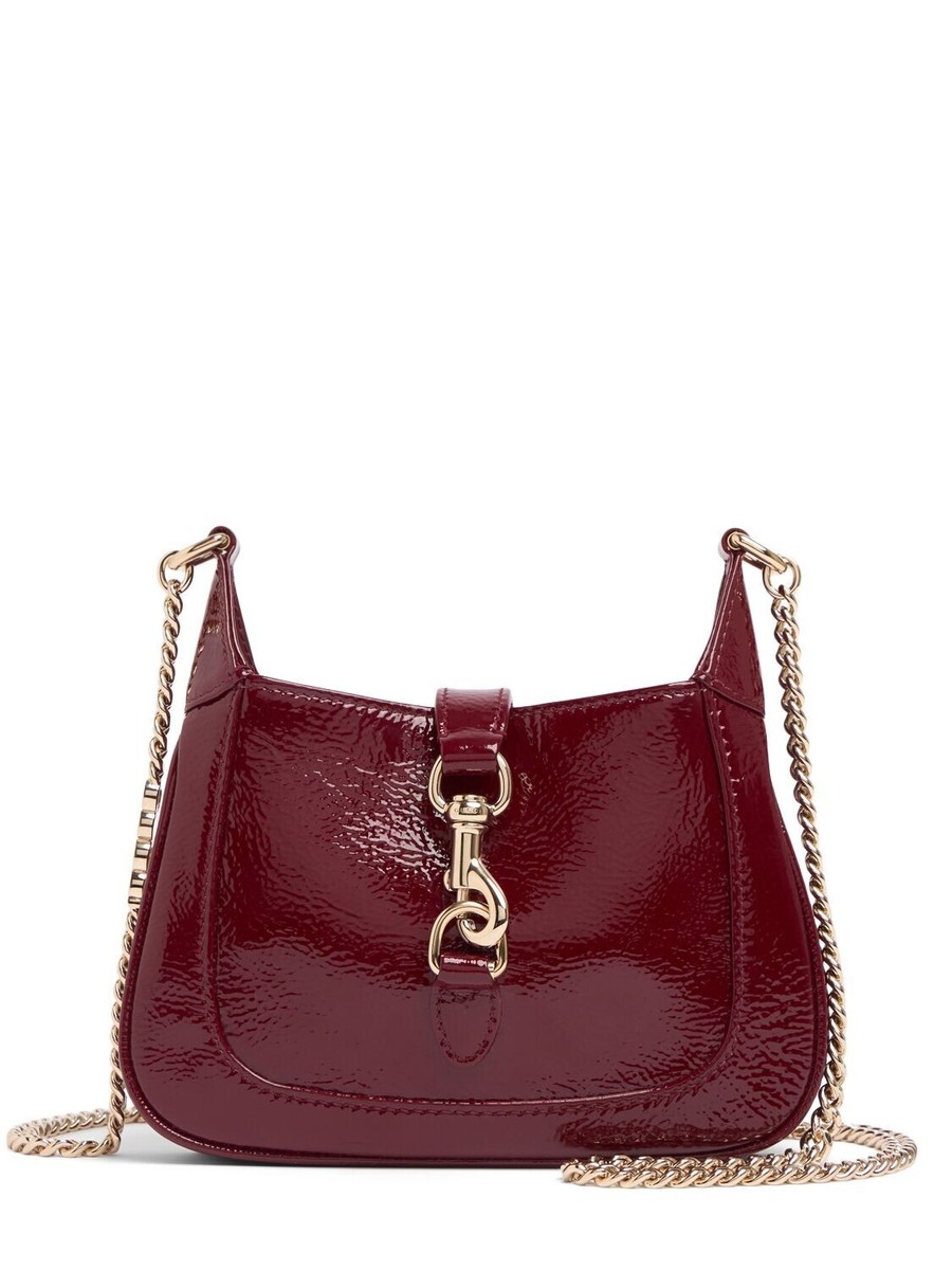 GUCCI Jackie Notte Mini $3980 Rosso Ancora Patent Leather Shoulder